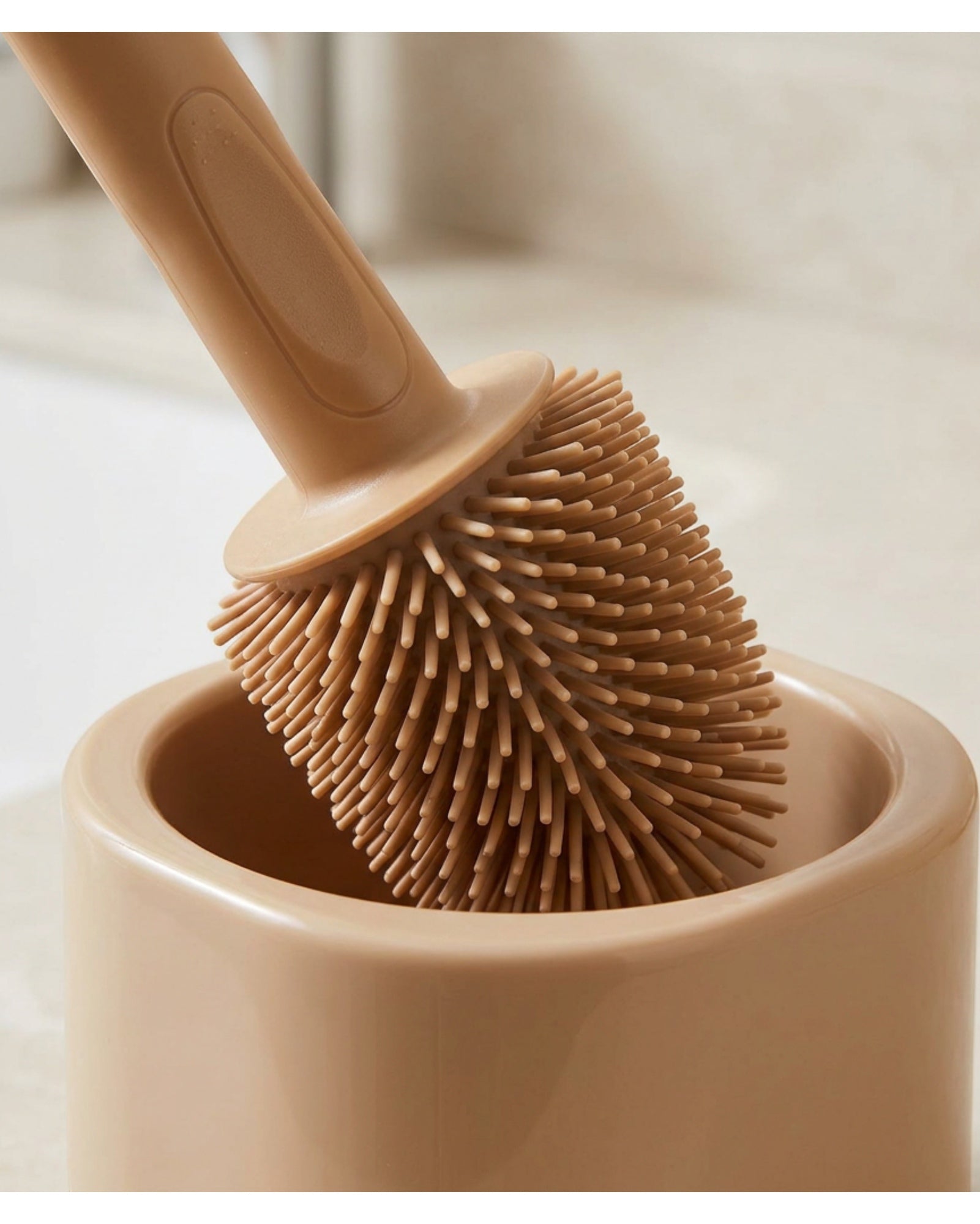 Xwfkv Long Handle Silicone Toilet Brush Beige 18 in