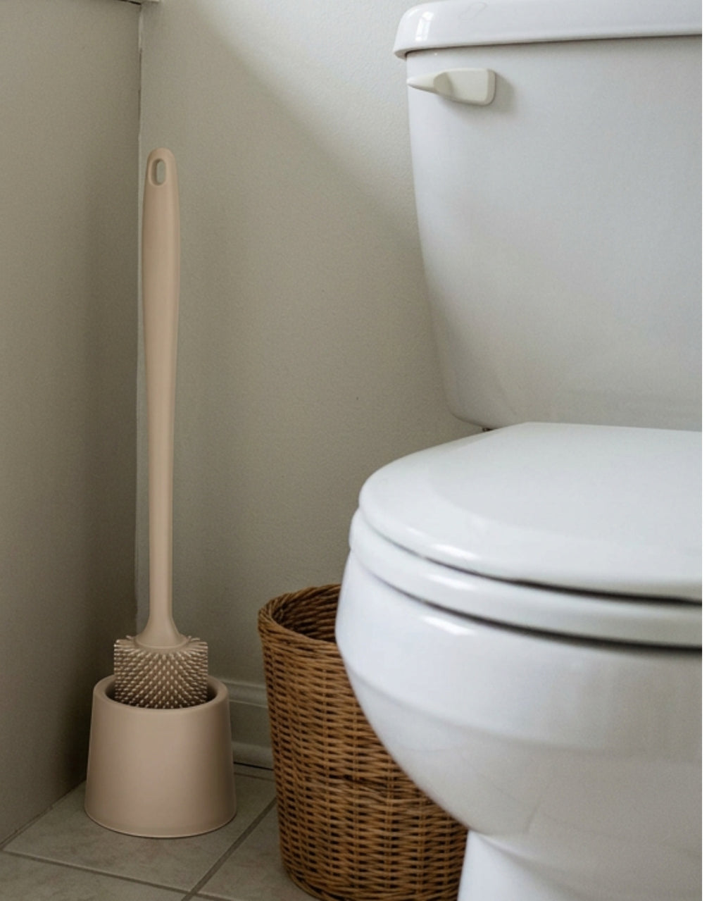 Xwfkv Long Handle Silicone Toilet Brush Beige 18 in