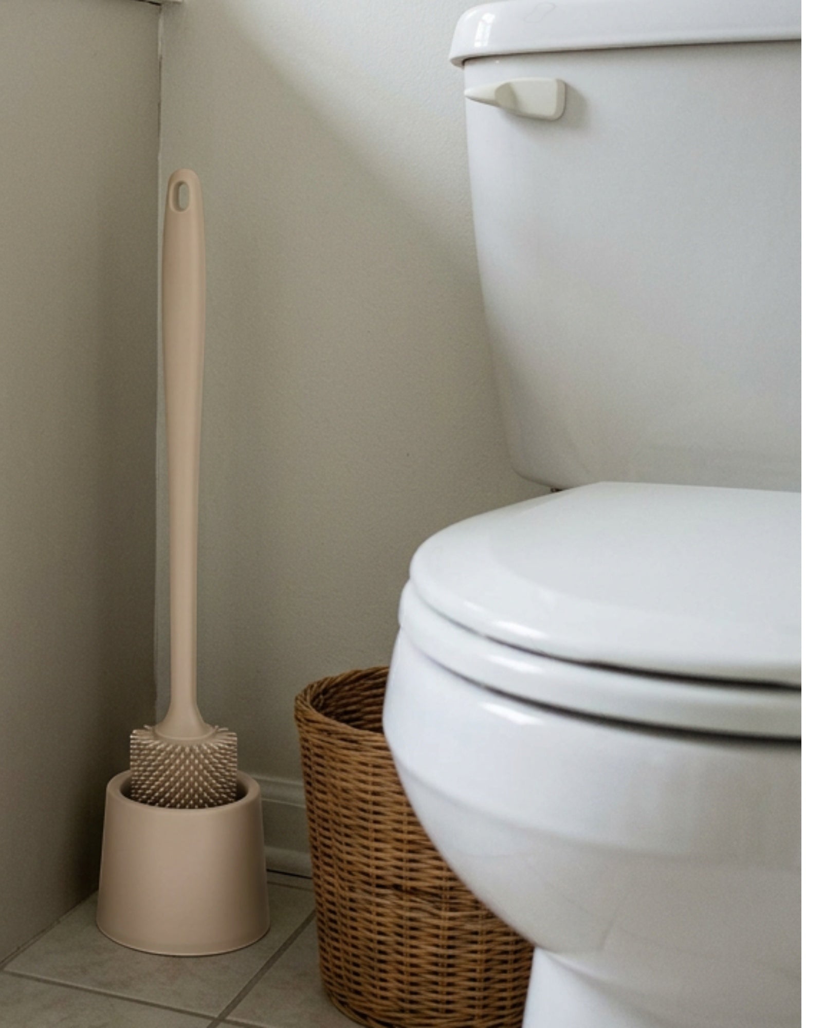 Xwfkv Long Handle Silicone Toilet Brush Beige 18 in