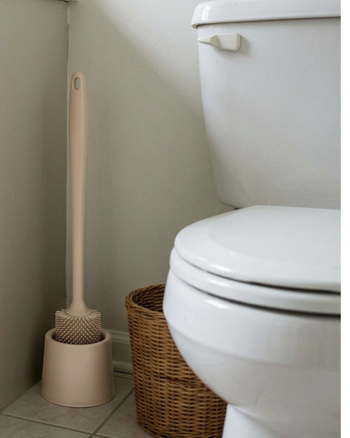Xwfkv Long Handle Silicone Toilet Brush Beige 18 in