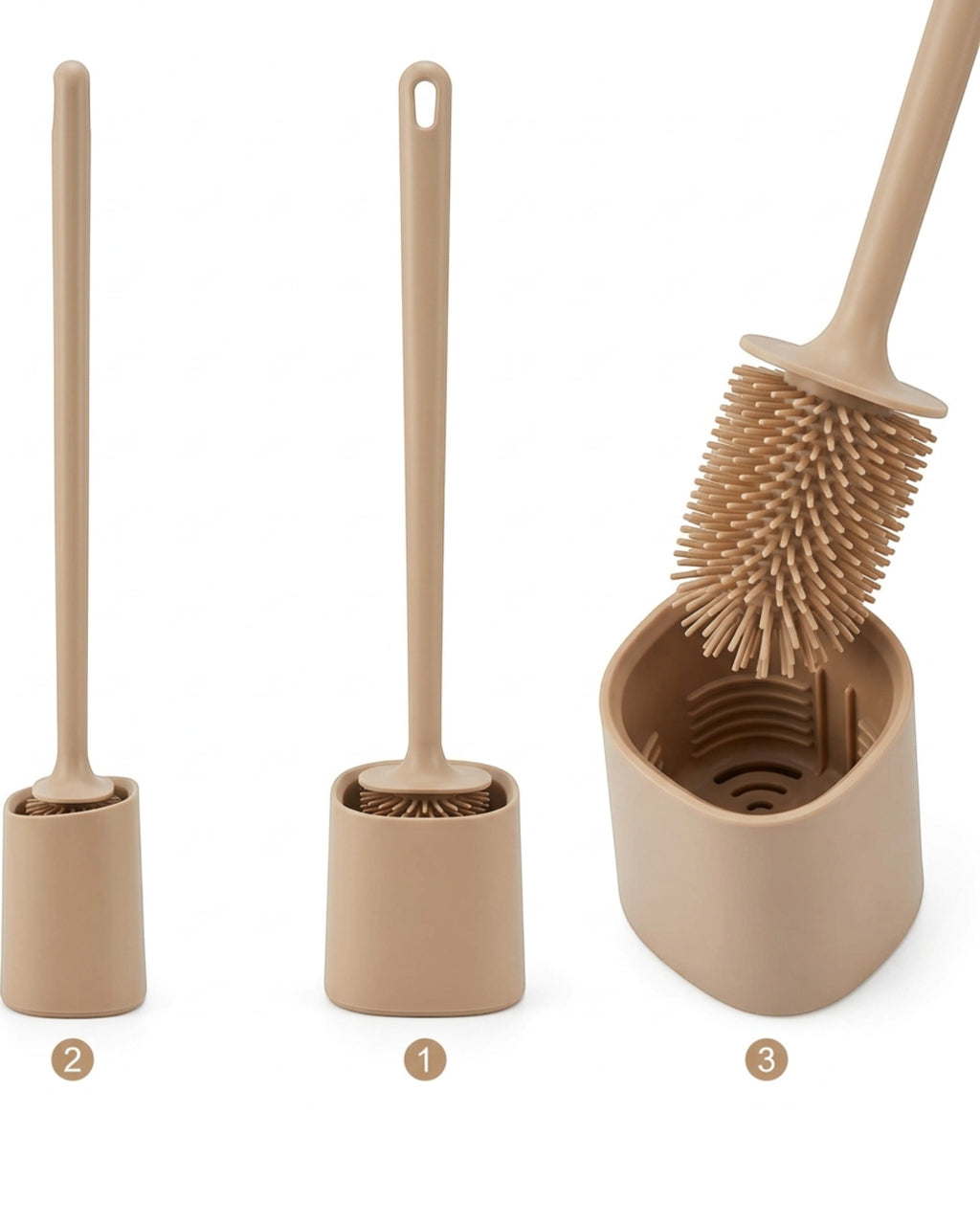 Xwfkv Long Handle Silicone Toilet Brush Beige 18 in