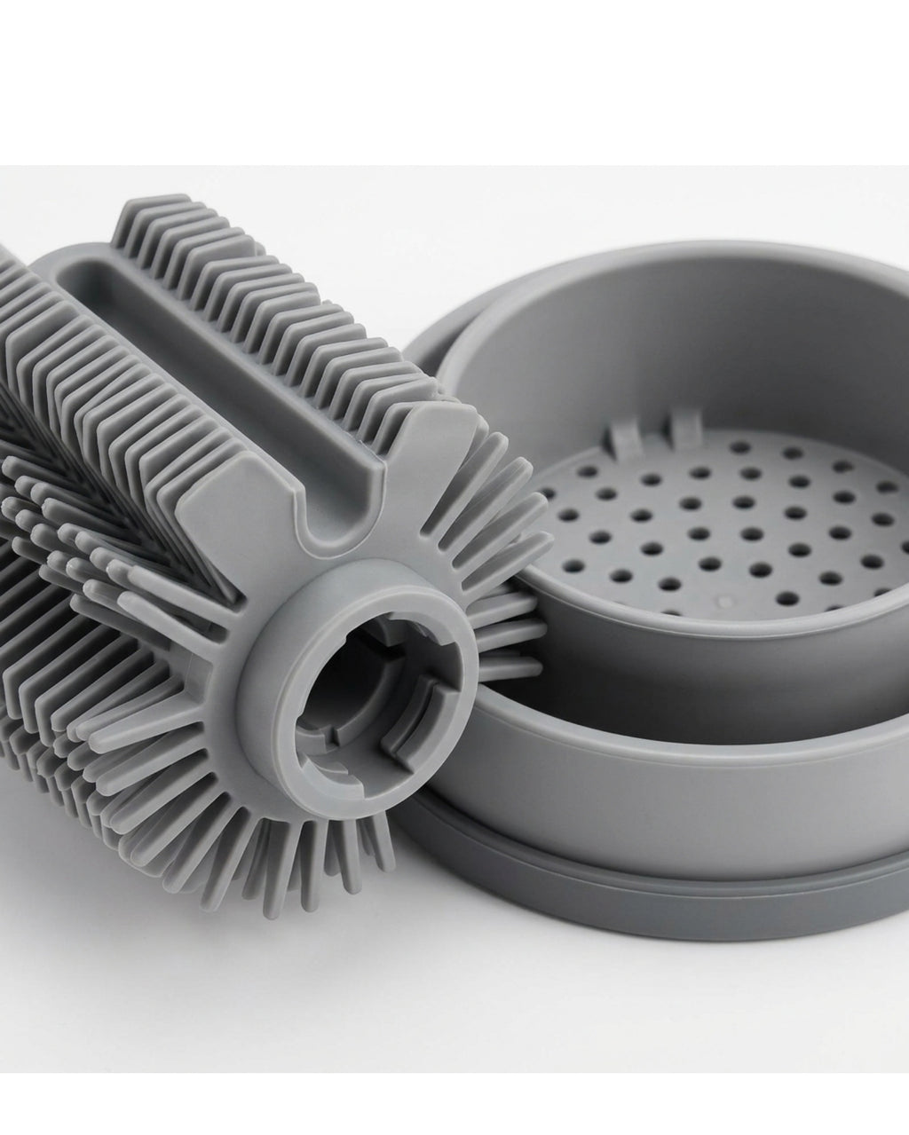 Xwfkv Narrow U-Groove Silicone Toilet Brush with Dual-Layer Base Navy - Detail view