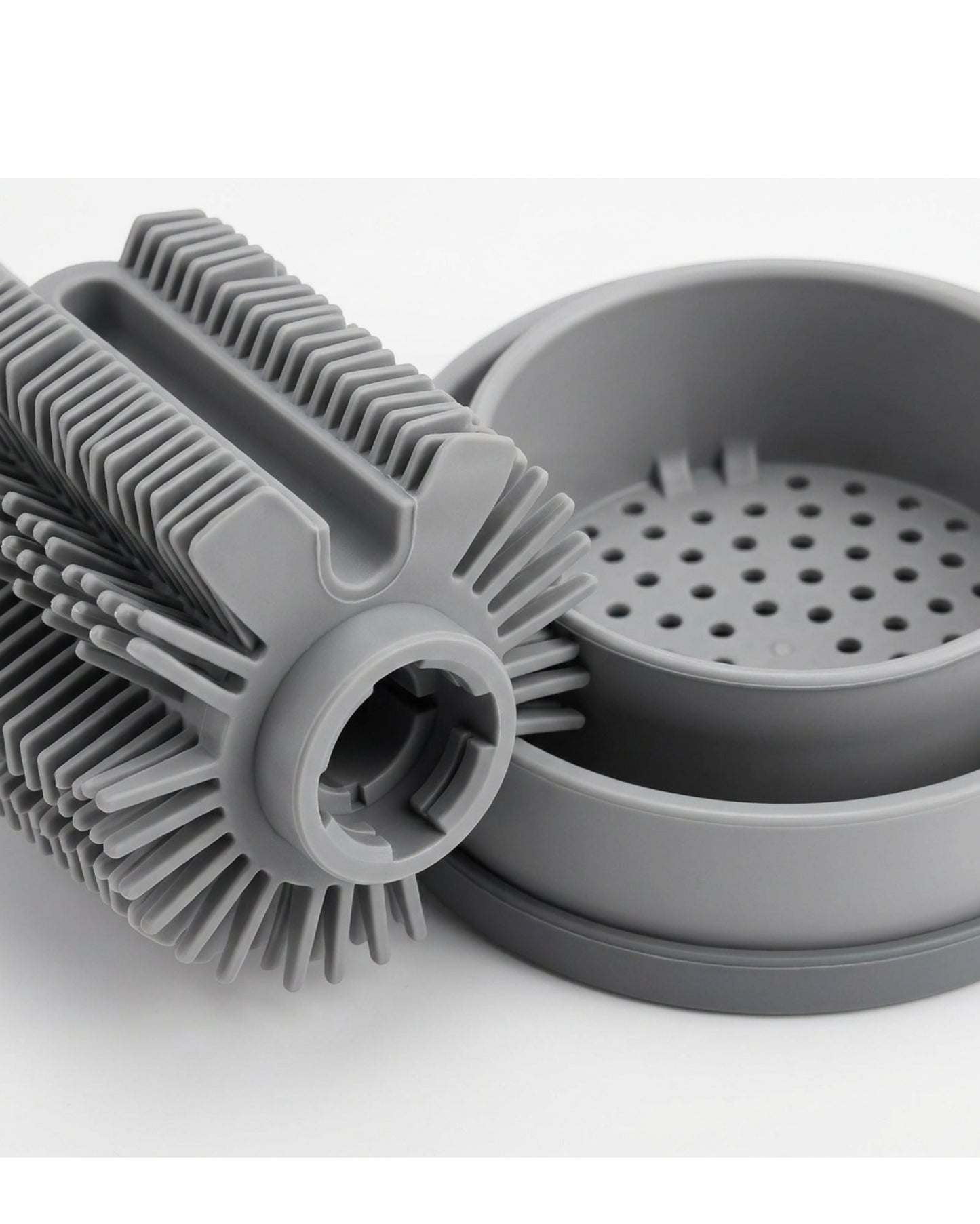 Xwfkv Narrow U-Groove Silicone Toilet Brush with Dual-Layer Base Navy - Detail view