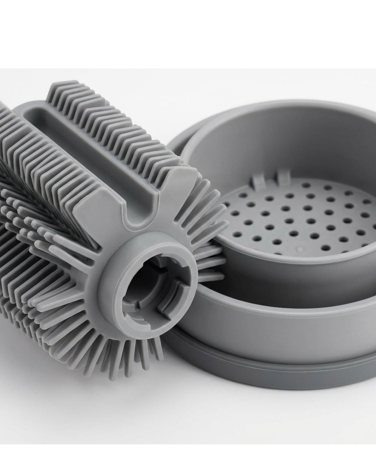 Xwfkv Narrow U-Groove Silicone Toilet Brush with Dual-Layer Base Navy - Detail view