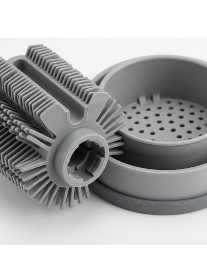 Xwfkv Narrow U-Groove Silicone Toilet Brush with Dual-Layer Base Navy - Detail view