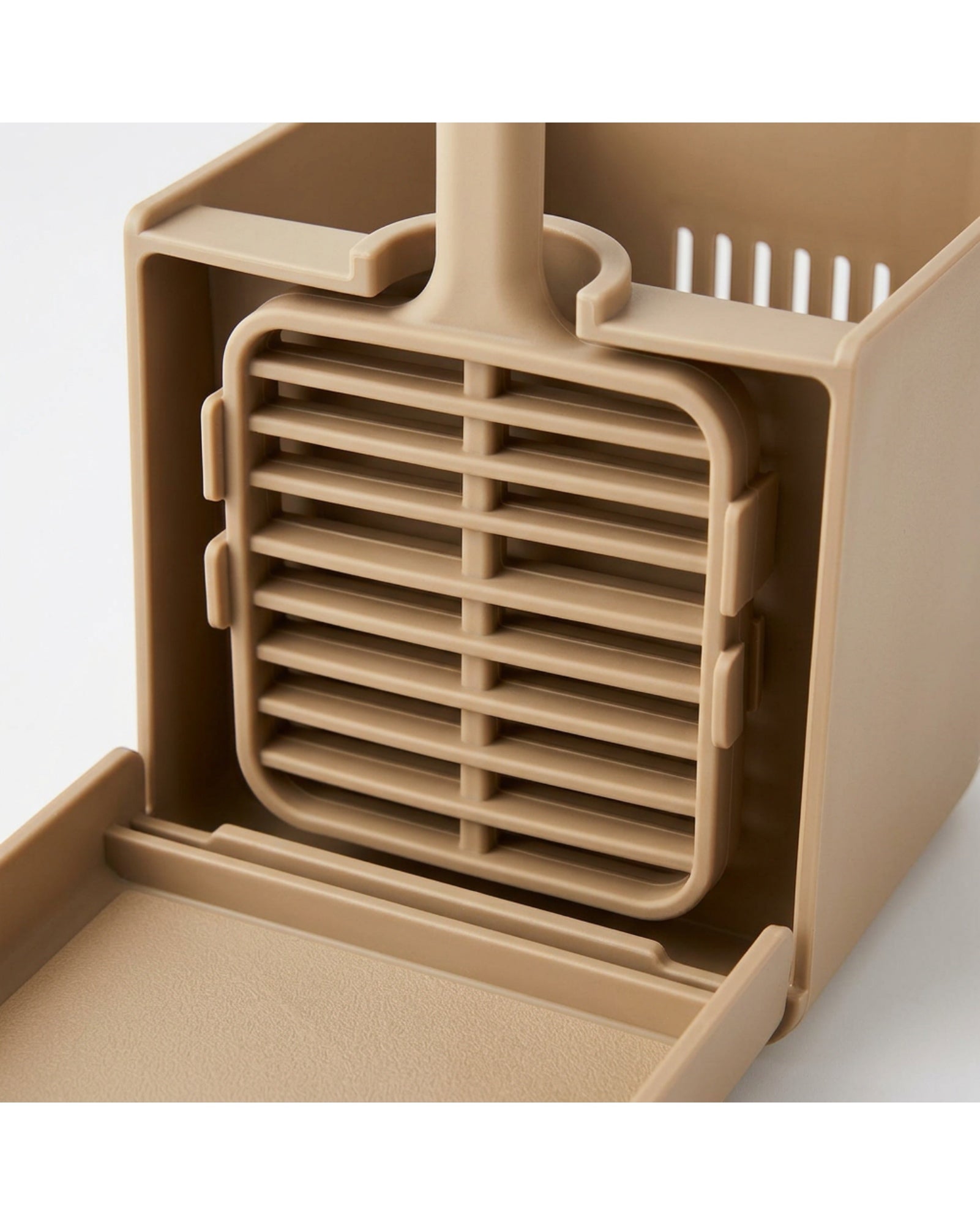 Xwfkv Open Lattice Paddle Silicone Toilet Brush with Hanging Base Sand - Detail view