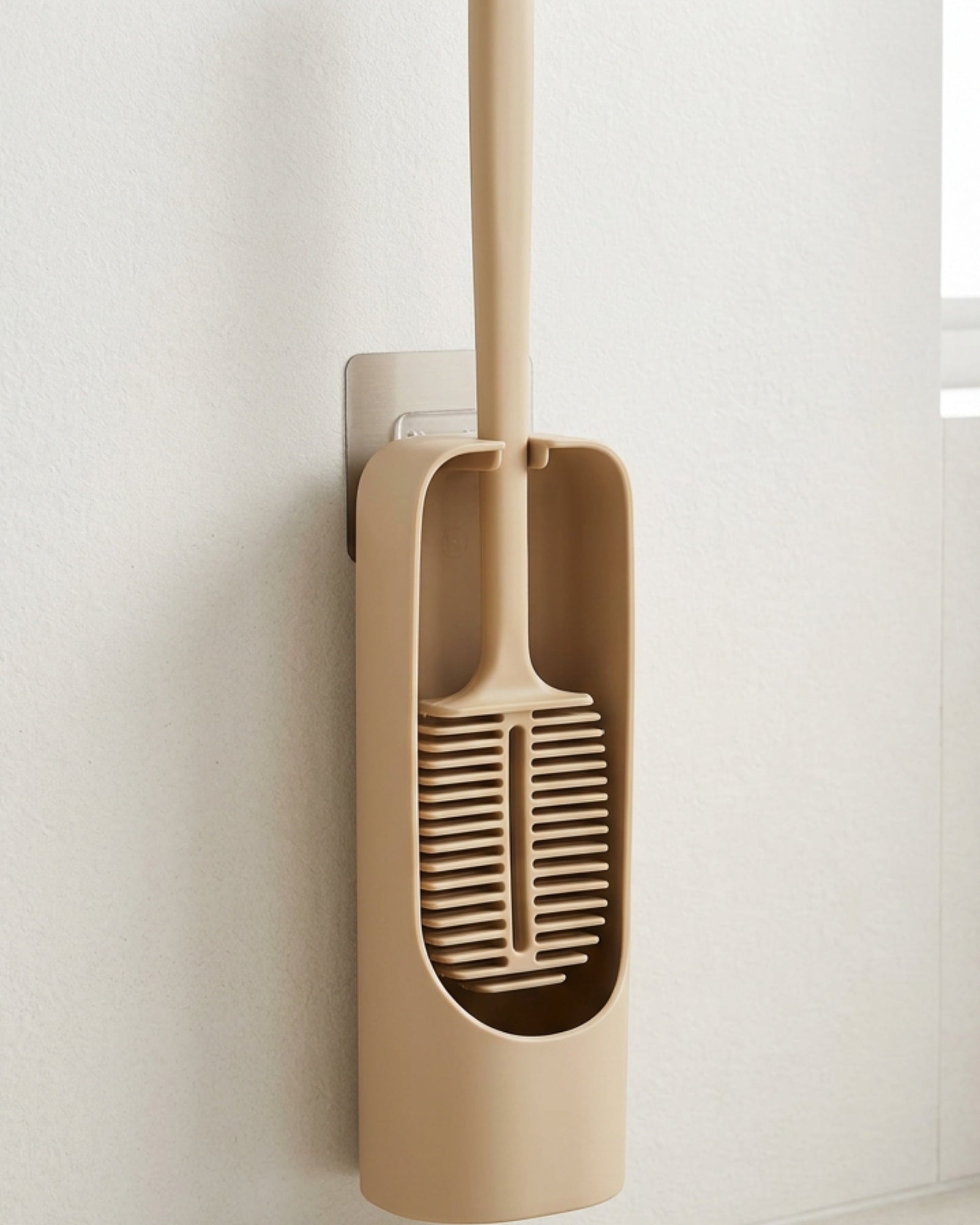 Xwfkv Open Lattice Paddle Silicone Toilet Brush with Hanging Base Sand - Lifestyle view