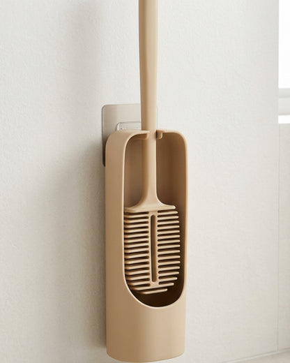 Xwfkv Open Lattice Paddle Silicone Toilet Brush with Hanging Base Sand - Lifestyle view