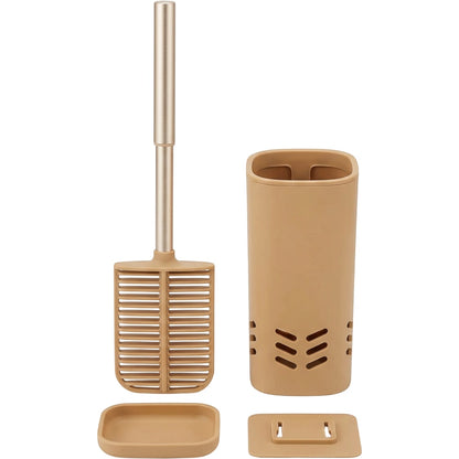 Xwfkv Open Lattice Paddle Silicone Toilet Brush with Hanging Base Sand - Product view