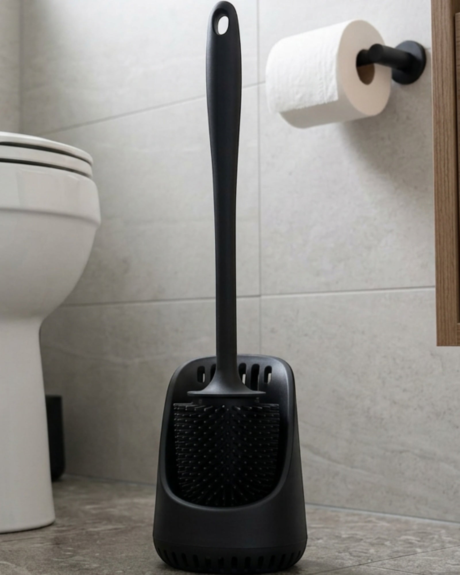 Xwfkv Silicone Toilet Brush Vent Base Black 17 in